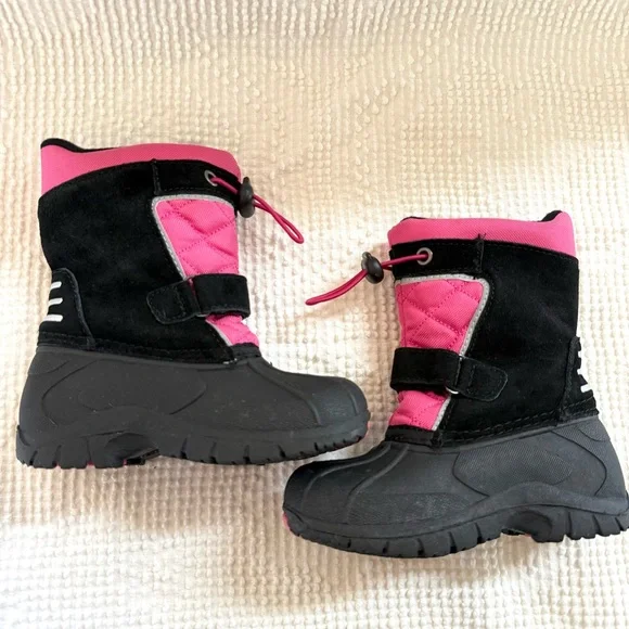 Totes Girls Snow Boots Black Pink Waterproof Winter Size 7 - Picture 6 of 8